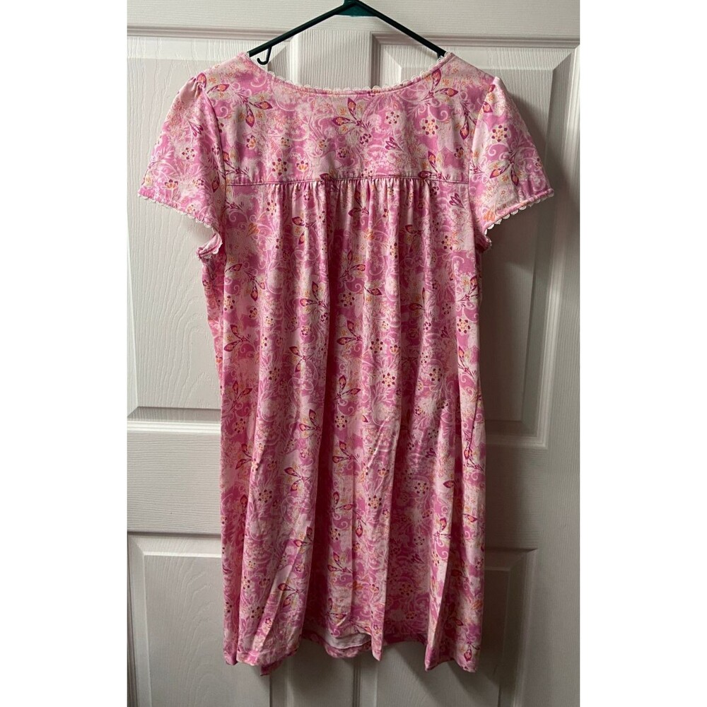 Kim Rogers Intimates Womens Pink Floral Gown Size XL Short Sleeve Jersey Midi - Picture 2 of 5